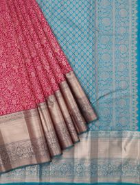 Vivaha Pure Silk Kanchipuram Wedding Jacquard Floral Motif with Zari Border Saree