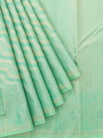 Gracecharm Uppada Silk Wavy Floral Stripe Rosette Border Saree