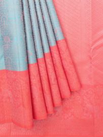 Gracecharm Uppada Silk Floral Vine Jaal Elephant Peacock Border Saree