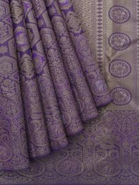 Gracecharm Uppada Silk Annapakshi Elephant Hexagon Jaal Border Saree