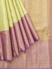 Gracecharm Pure Silk Floral Fan Jaal Diamond Pallu Floral Vine Border Saree