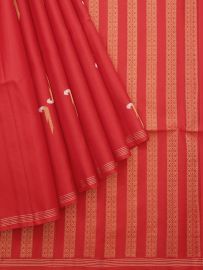 Gracecharm Pure Soft Silk Dual-Tone Butta Geometric Striped Pallu Saree