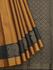 Gracecharm Pure Soft Silk Pinstripe Geometric Pallu Annapakshi Border Saree