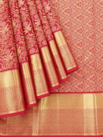 Gracecharm Silk Floral Vine Jaal with Zari Border Saree