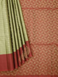 Gracecharm Elegant Pure Soft Silk Checked and Butta Design One Side Big Border Saree