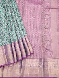 Vivaha Pure Silk Kanchipuram Wedding Jacquard Floral Motif with Zari Border Saree