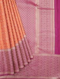Vivaha Pure Silk Bridal Kanchipuram Geometric Motif with Zari Border Saree