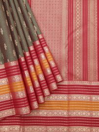 Vivaha Pure Silk Bridal Kanchipuram Striped and Butta Design Contrast Border Saree