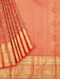 Vivaha Pure Silk Kanchipuram Wedding Jacquard Floral Motif with Zari Border Saree