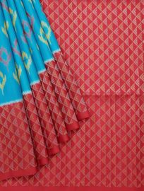 Gracecharm Pure Soft Silk Ikat Floral Butta Design Contrast Border Saree