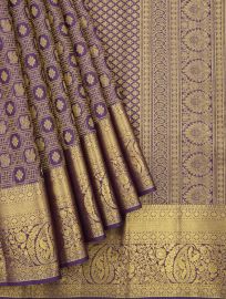 Gracecharm Pure Silk Floral Annapakshi Grid Paisley Floral Border Saree
