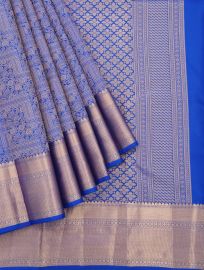 Gracecharm Pure Silk Floral Medallion Grid Diamond Jaal Zari Border Saree