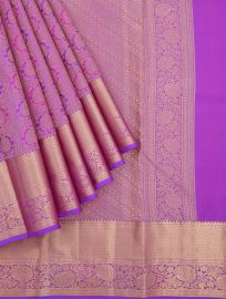 Gracecharm Pure Silk Floral Medallion Check Diagonal Pallu Zari Border Saree