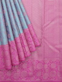 Vivaha Pure Silk Kanchipuram Floral Motif with Geometric Pallu Saree