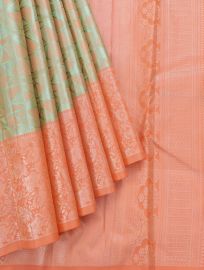 Vivaha Pure Silk Wedding Kanchipuram Geometric Mosaic with Contrast Border Saree