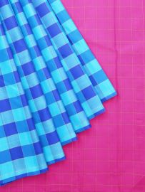 Vivaha Arani Pure Silk Large Check Contrast Windowpane Pallu Saree  