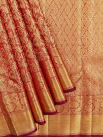 Vivaha Kanchipuram Pure Silk Floral Vine Jaal with Interlocking Zari Pallu Saree