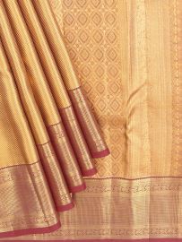 Vivaha Kanchipuram Tissue Silk Diagonal Zari Weave with Floral Lattice Pallu Saree