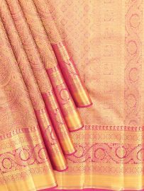 Vivaha Kanchipuram Pure Silk Animal Floral Scallop with Lattice Pallu Saree