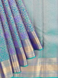 Vivaha Kanchipuram Pure Silk Floral Vine and Square Motif with Geometric Pallu Saree