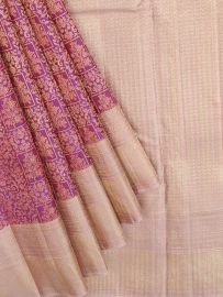 Vivaha Kanchipuram Pure Silk Floral Vine and Tree Butta with Geometric Pallu Saree