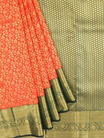 Vivaha Kanchipuram Pure Silk Floral Vine Jaal with Contrast Pallu Saree