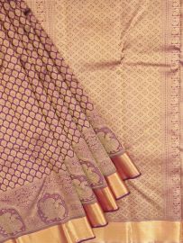 Vivaha Kanchipuram Pure Silk Floral Butta with Diamond Lattice Pallu Saree