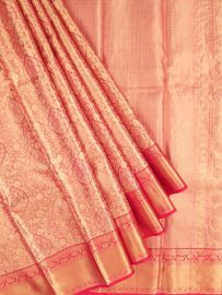 Vivaha Kanchipuram Tissue Silk Floral Vine Jaal with Geometric Pallu Saree  
