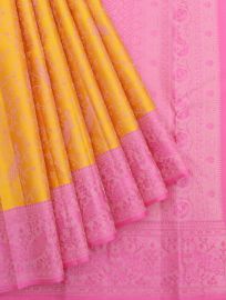 Gracecharm Uppada Silk Peacock Floral Jaal with Diamond Floral Pallu Saree