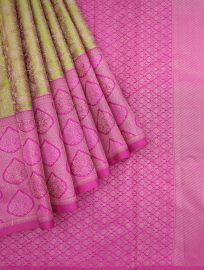 Vivaha Pure Silk Floral Vine Jaal with Floral Medallion Brocade Border Saree