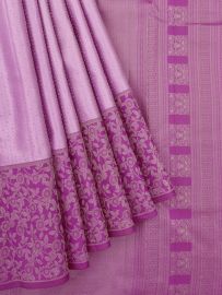 Vivaha Kanchipuram Pure Silk Micro Geometric Butta with Floral Vine Border Saree