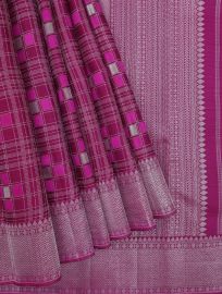 Vivaha Kanchipuram Pure Silk Zari Check with Geometric Brocade Pallu Saree