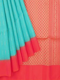 Gracecharm Pure Soft Silk Zari Stripe with Contrast Border Saree
