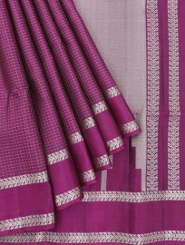 Gracecharm Pure Soft Silk Zari Check with Stepped Geometric Pallu Saree