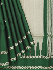 Gracecharm Pure Soft Silk Geometric Butta with Stepped Geometric Pallu Saree