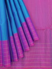 Gracecharm Pure Soft Silk Plain with Zari Check Border Saree