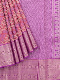 Gracecharm Silk Floral Vine Jaal with Diamond Brocade Pallu Saree