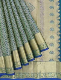 Gracecharm Pure Silk Floral Jaal with Paisley Pallu and Zari Border Saree