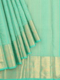 Vivaha Kanchipuram Pure Silk Floral Checks with Geometric Pallu Saree