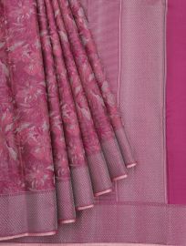 Vivaha Kanchipuram Pure Silk Floral Jaal with Striped Pallu Saree