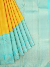 Vivaha Kanchipuram Pure Silk Zari Checks with Contrast Zari Border Saree