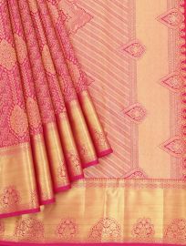 Gracecharm Pure Silk Floral Paisley Butta with Diagonal Stripe Pallu Saree