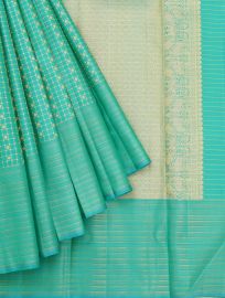 Vivaha Kanchipuram Pure Silk Floral Butta Checks with Diamond Brocade Pallu Saree