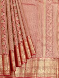 Gracecharm Pure Silk Floral Jaal with Diamond Brocade Pallu Saree