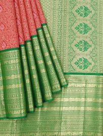 Vivaha Kanchipuram Pure Silk Floral Jaal with Floral Vase Brocade Pallu Saree