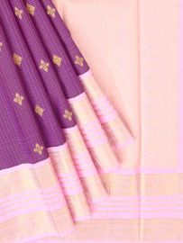 Vivaha Arani Pure Silk Checked Floral Butta Contrast Pallu Saree