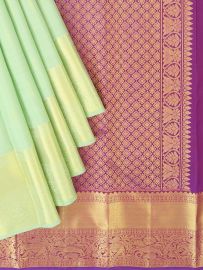 Vivaha Kanchipuram Pure Silk Zari Line Butta with Diamond Floral Pallu Saree