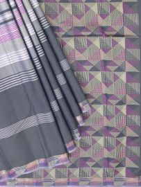 Vivaha Arani Pure Silk Multi Stripe with Geometric Cube Pallu Saree