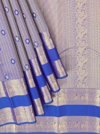 Vivaha Kanchipuram Pure Silk Stripe Geometric Butta with Diamond Brocade Pallu Saree