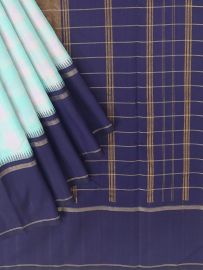 Vivaha Arani Pure Silk Pastel Check with Contrast Navy Blue Line Check Pallu Saree